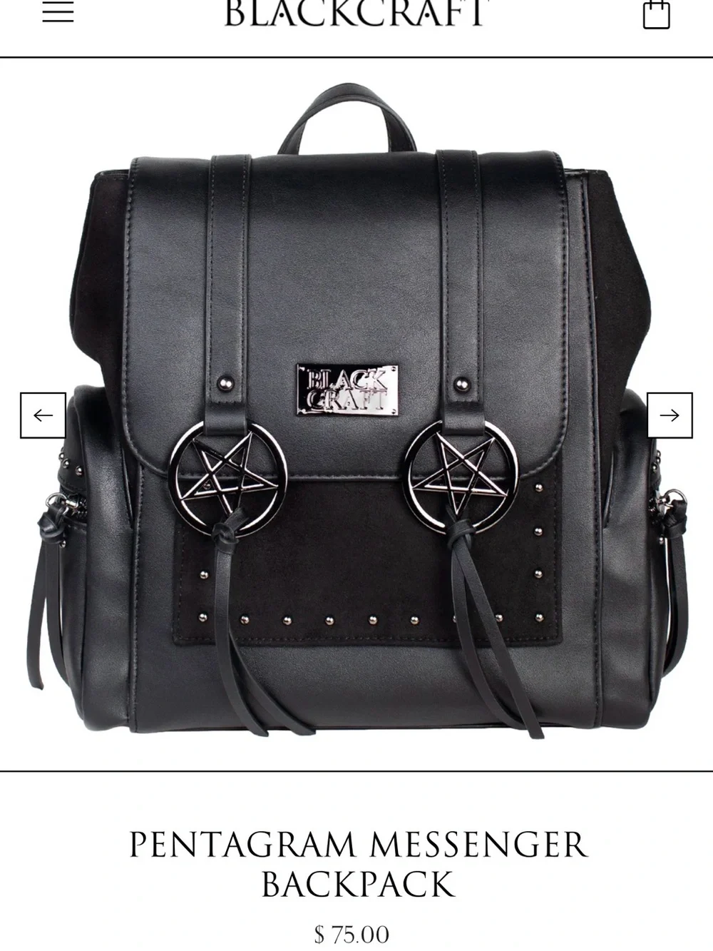 Black Craft Pentagram Messenger Backpack